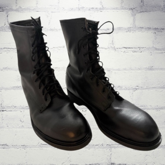 Vintage 1992 Wolverine Combat Boots Men’s 10.5R Black Leather Military - Picture 9 of 16